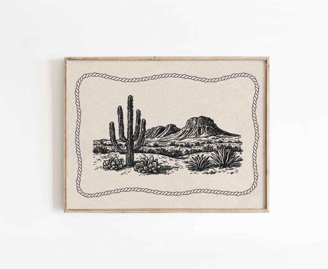 Vintage Cowboy Print Western Nursery Decor Rustic Wall Art