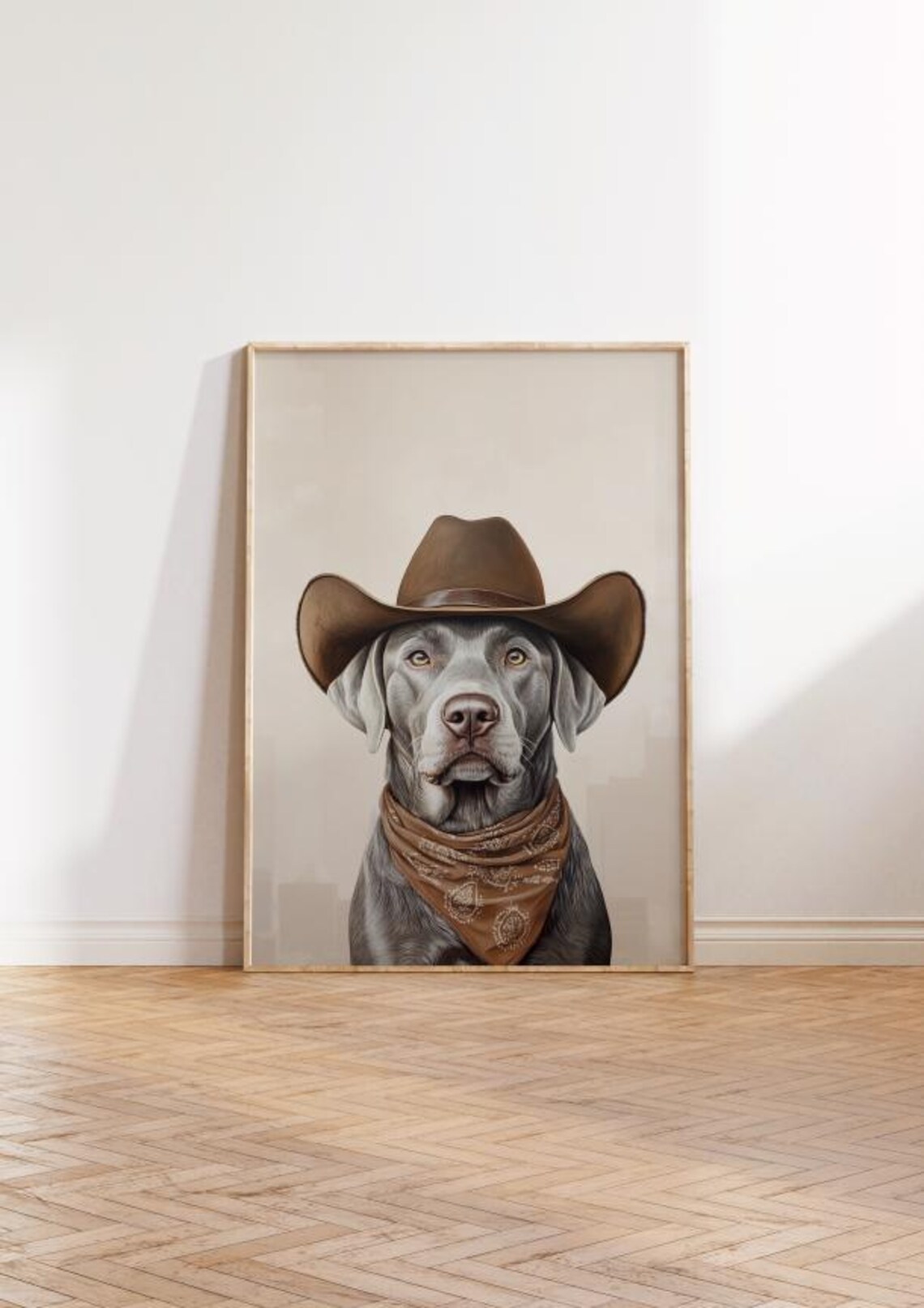 Labrador Dog Cowgirl Hat Vintage Western Art Print - Image 2
