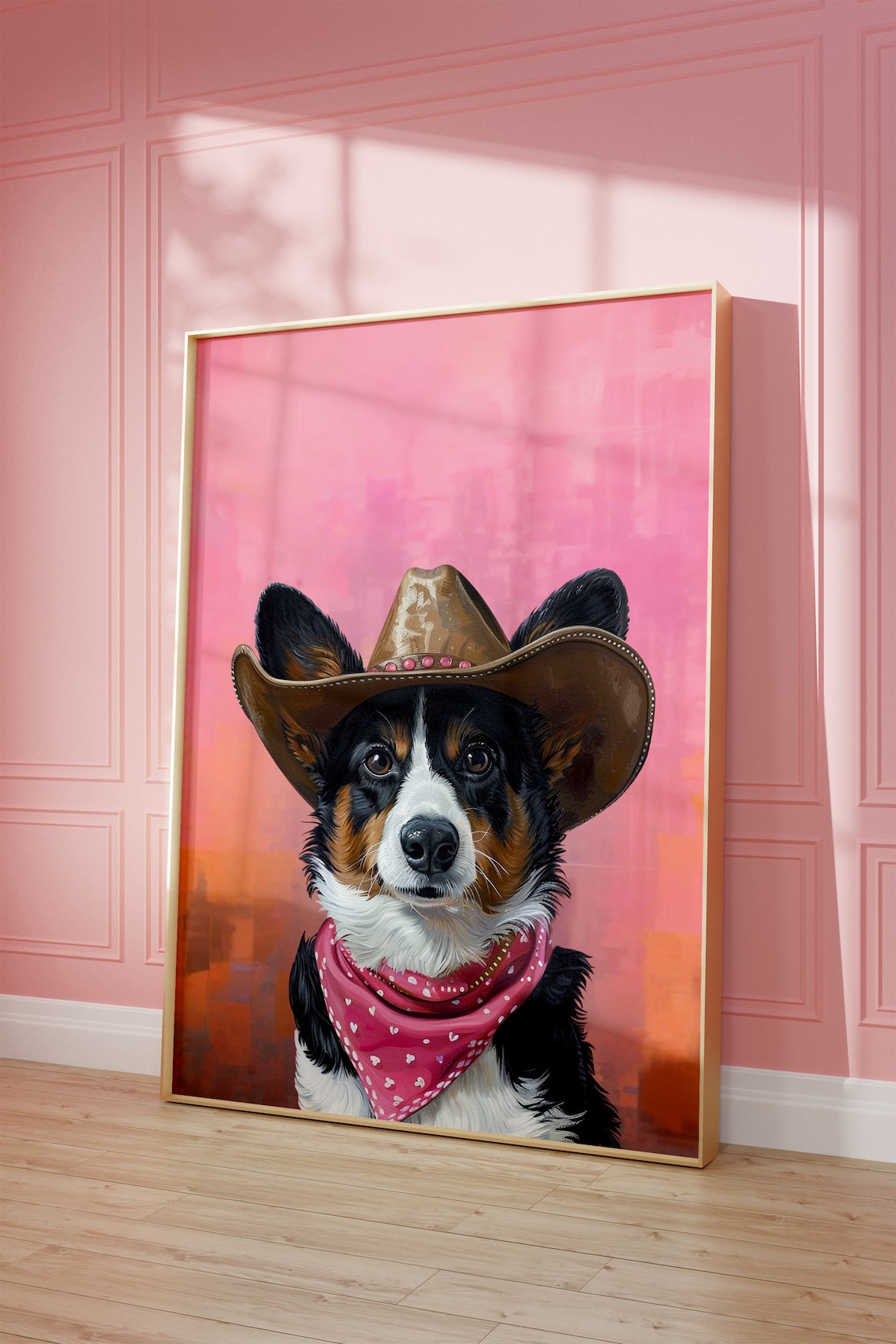 Corgi Dog Cowgirl Hat Vintage Western Art Print