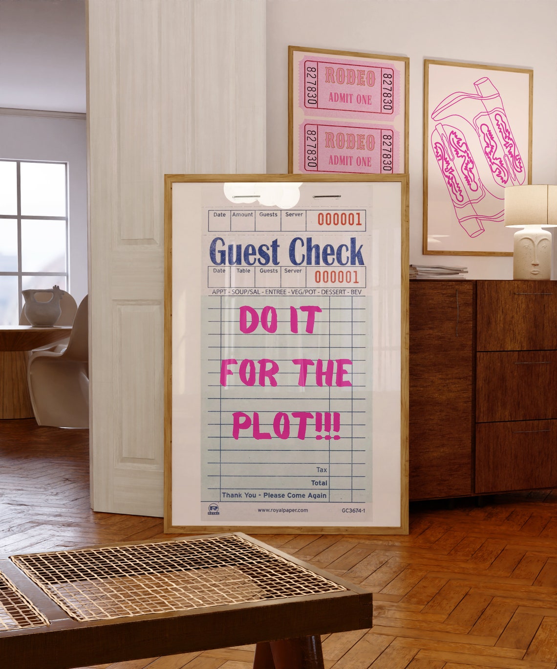 Do It For The Plot Guest Check Blue Retro Trendy Dorm Room Poster