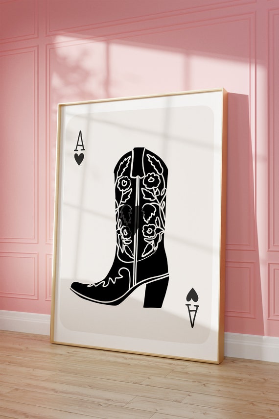 Cowboy Playing Card Vintage Cowboy Rodeo Cowboy Western Print Cowgirl Western Aesthetic Western Decor Preppy Pink Art