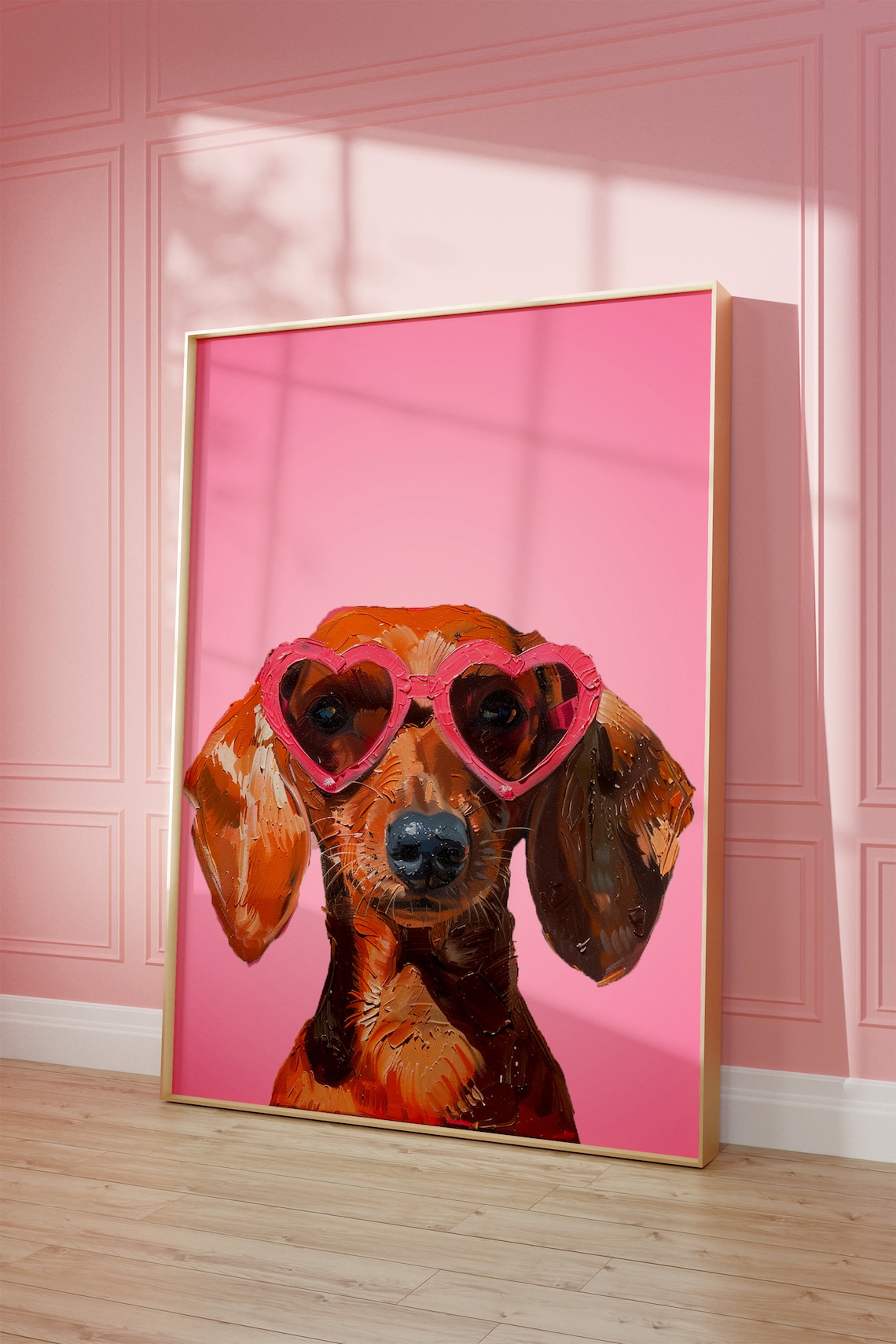 Pink Dachshund Funky Preppy Poster Art Print