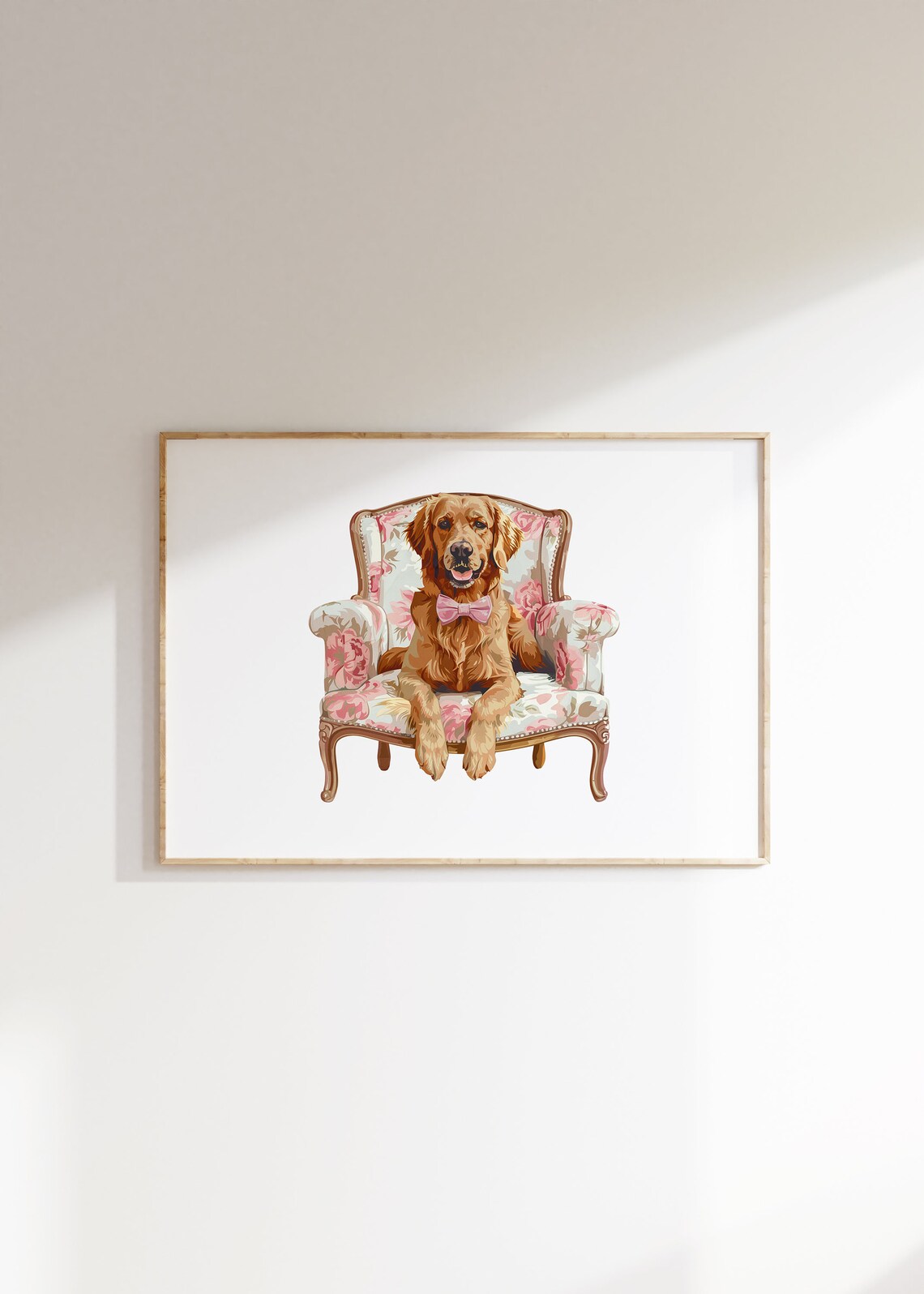 Preppy Golden Retriever Chinoiserie Art Print - Image 2