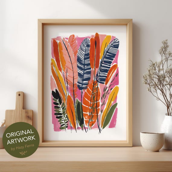 Island Palm Illustration Art Print Colorful Gouache Style Tropical Decor Wall Poster 27