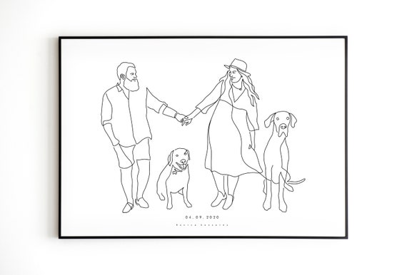 Custom Family Portrait Illustration Personalized Family Portrait Gift For Mom Custom Line Drawing Line Art Family Drawing Gift For Dad