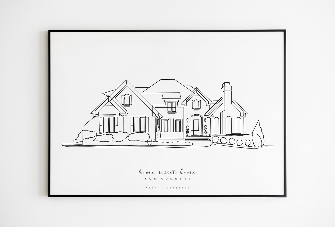 Two Story House Line Drawing Custom Home Portrait Arizona Poster - Image 6