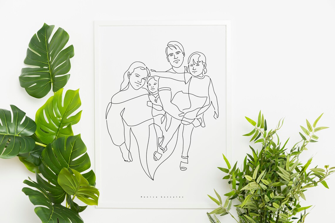 Custom Family Portrait Family Portrait Illustration Fathers Day Gift Line Art Drawing From Photo Family Gift Gift For Mom Art - Image 5