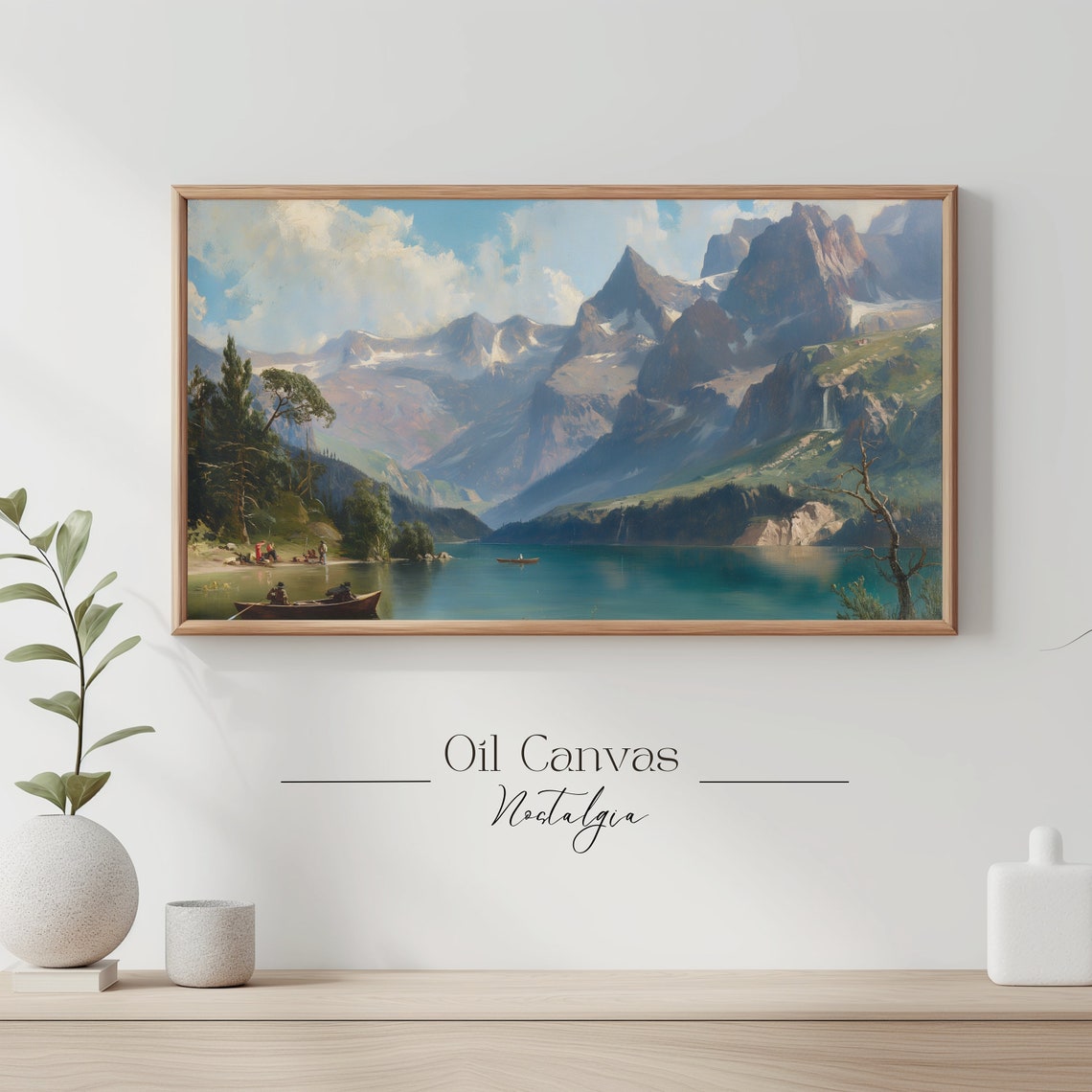 Mountain Landscape Frame Tv Art Vintage Rustic Scenery Oil Painting Farmhouse Decor Nature Wall Art Instant - Image 3