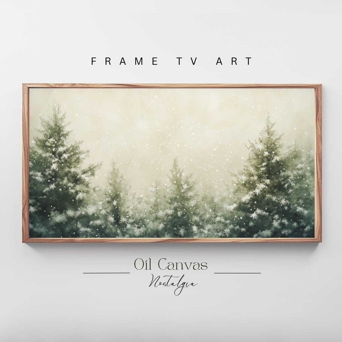 Snowy Pine Forest Soft Falling Snow Winter Christmas Wall Art