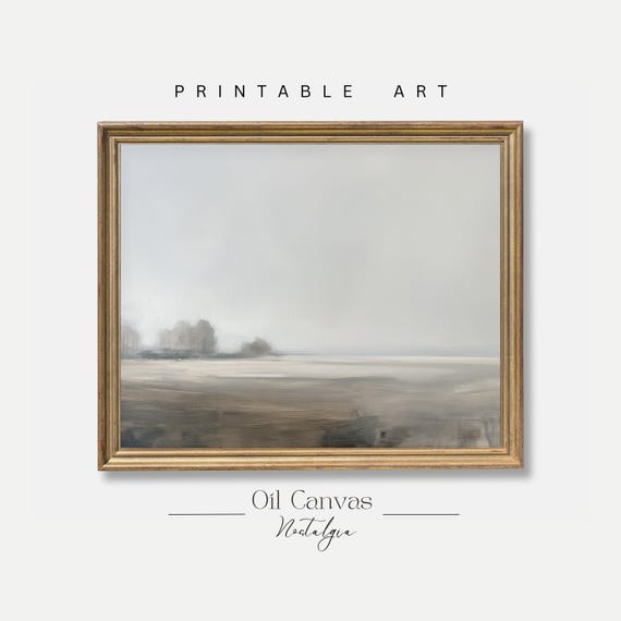 Wall Art Vintage Moody Landscape Painting Country Scenery