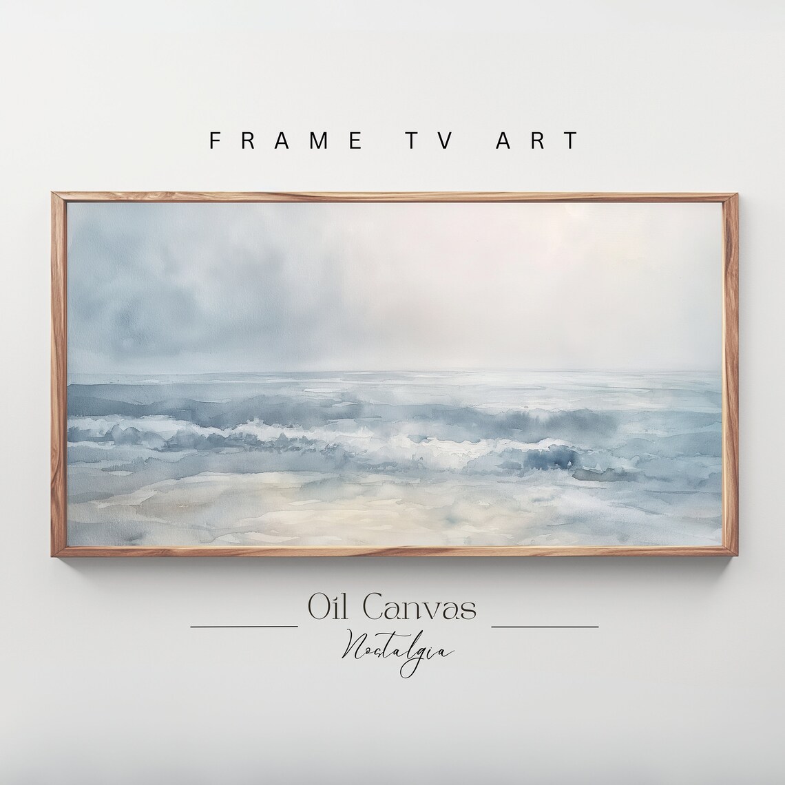 Frame Tv Art Vintage Beach Watercolour Painting Summer Sea Art Ocean Frame Tv Art Blue Nautical Seascape