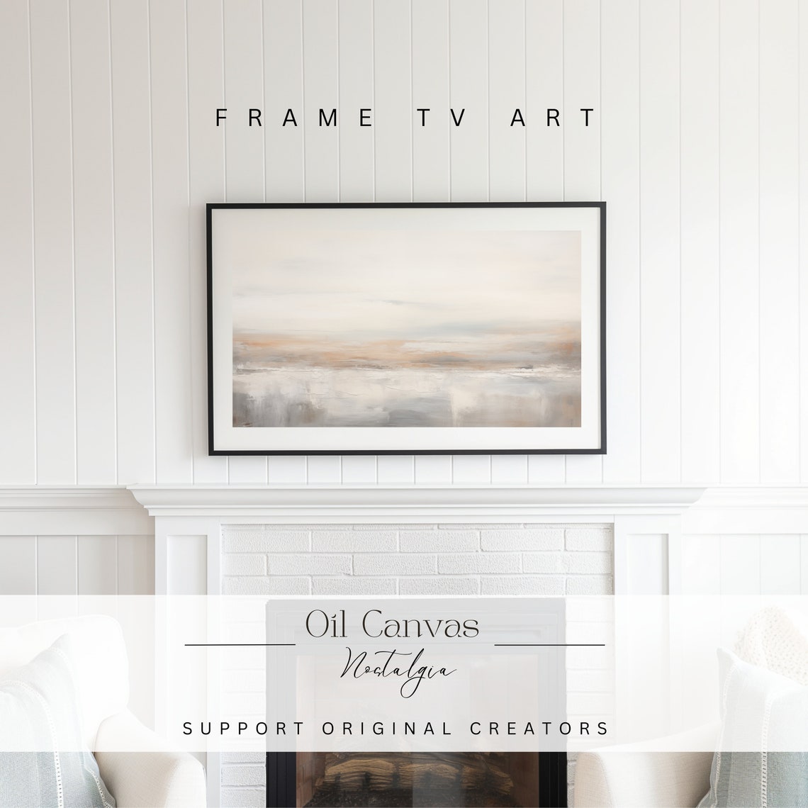 Frame Tv Art Moody Abstract Oil Painting Minimalist Earth Tone Decor Rustic Wall Art - Image 2