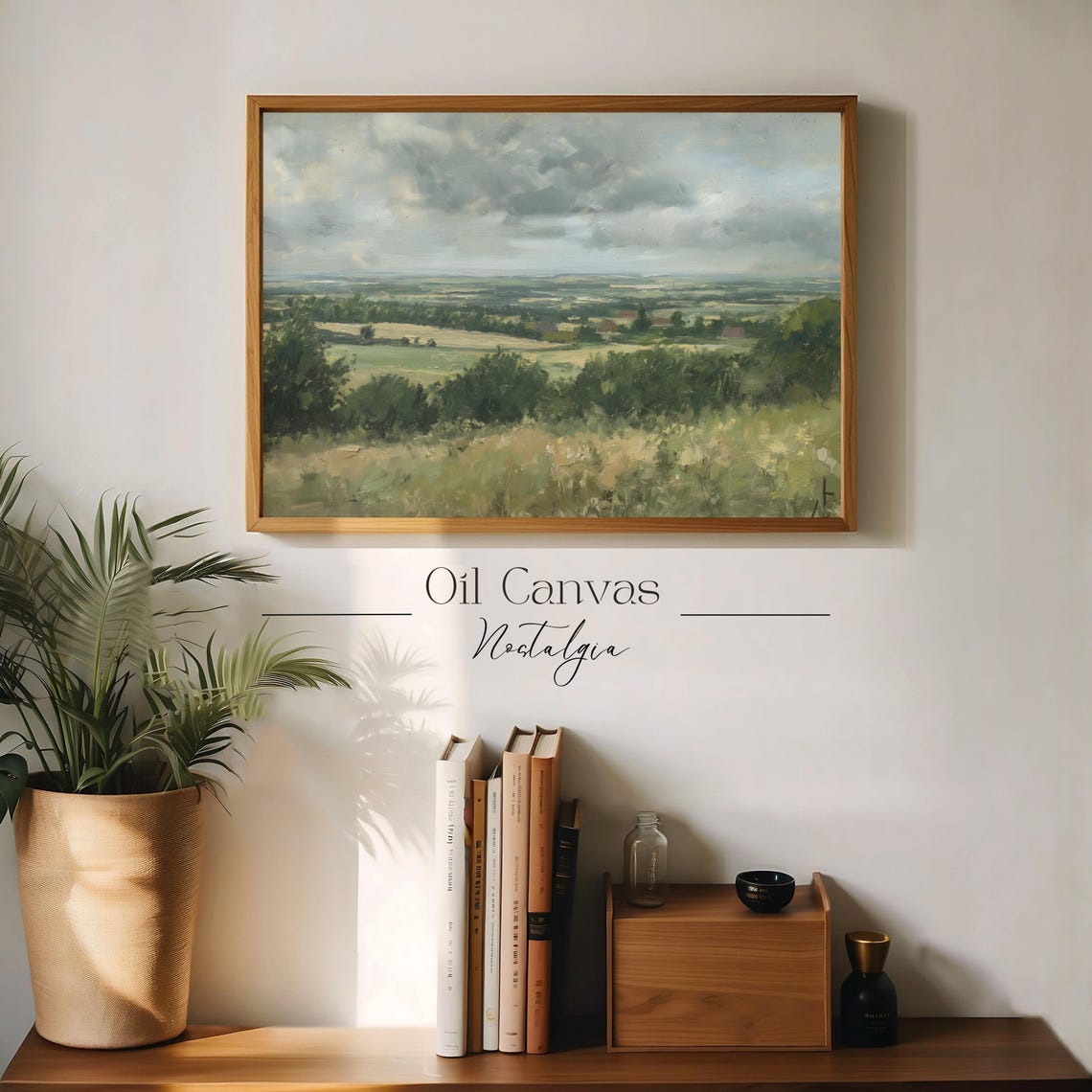 Autumn Landscape Oil Painting Wall Art Rustic Country Decor Moody Muted Colours - Image 3