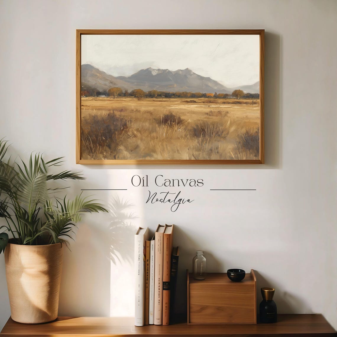 Mountain Landscape Wall Art Moody Oil Painting Neutral Colours Rustic Scenery Farmhouse Decor - Image 3