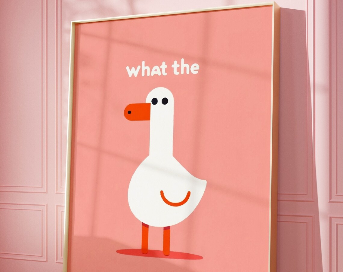 What The Duck Duck Print, Minimalist Animal Art
