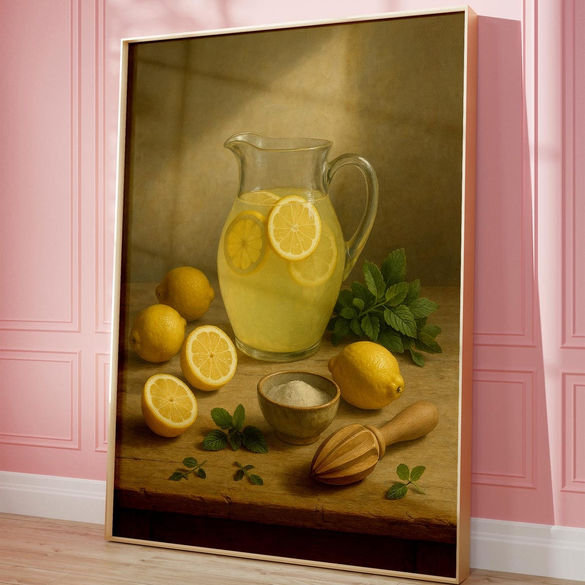 Lemonade Pitcher Still Life Oil Painting Citrus Summer Kitchen Poster - Image 4
