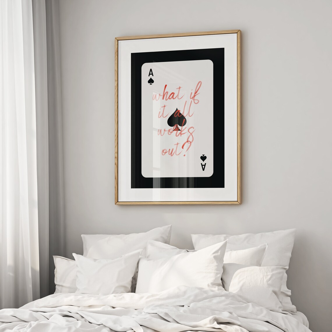 What If It All Works Out Ace Of Spades Pink Script Quote Poster - Image 2