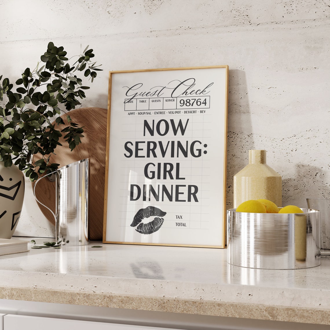 Girl Dinner Guest Check Restaurant Receipt Funny Kitchen Poster