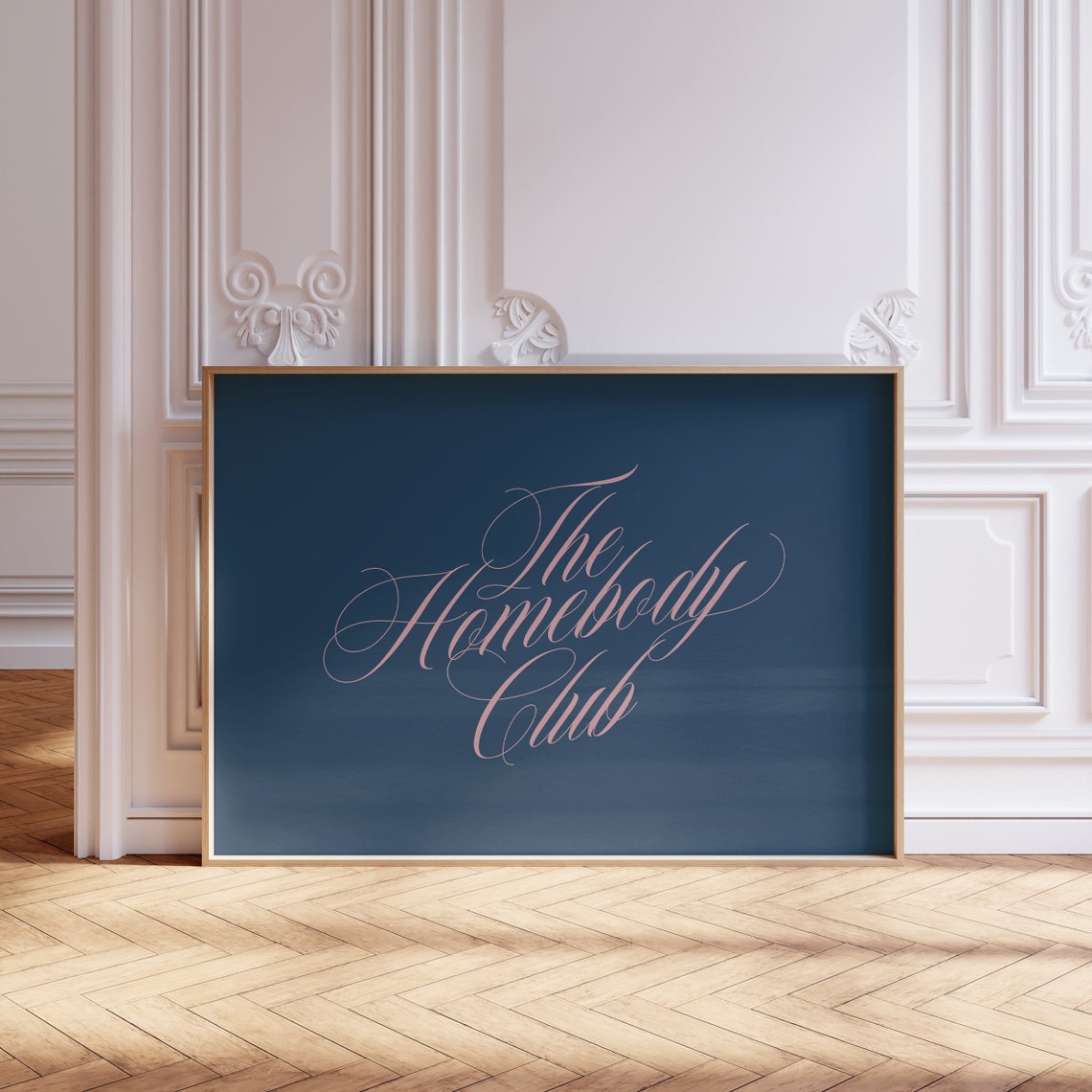 The Homebody Club Navy Pink Elegant Script Typography Poster - Image 2