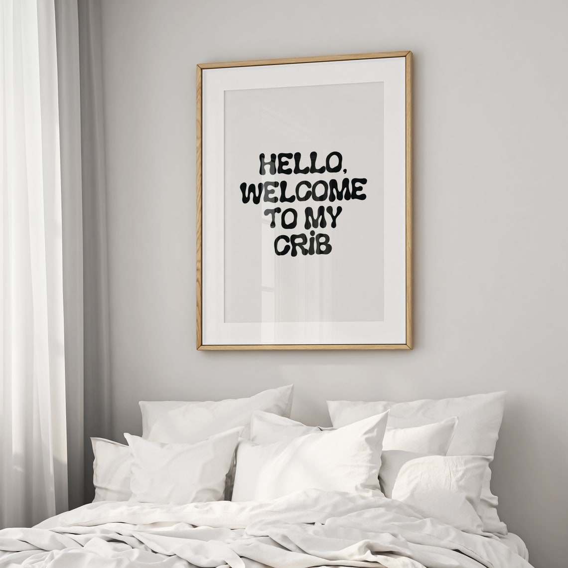 Hello Welcome to My Crib Bubble Letter Retro Y2K Dorm Quote Poster - Image 2