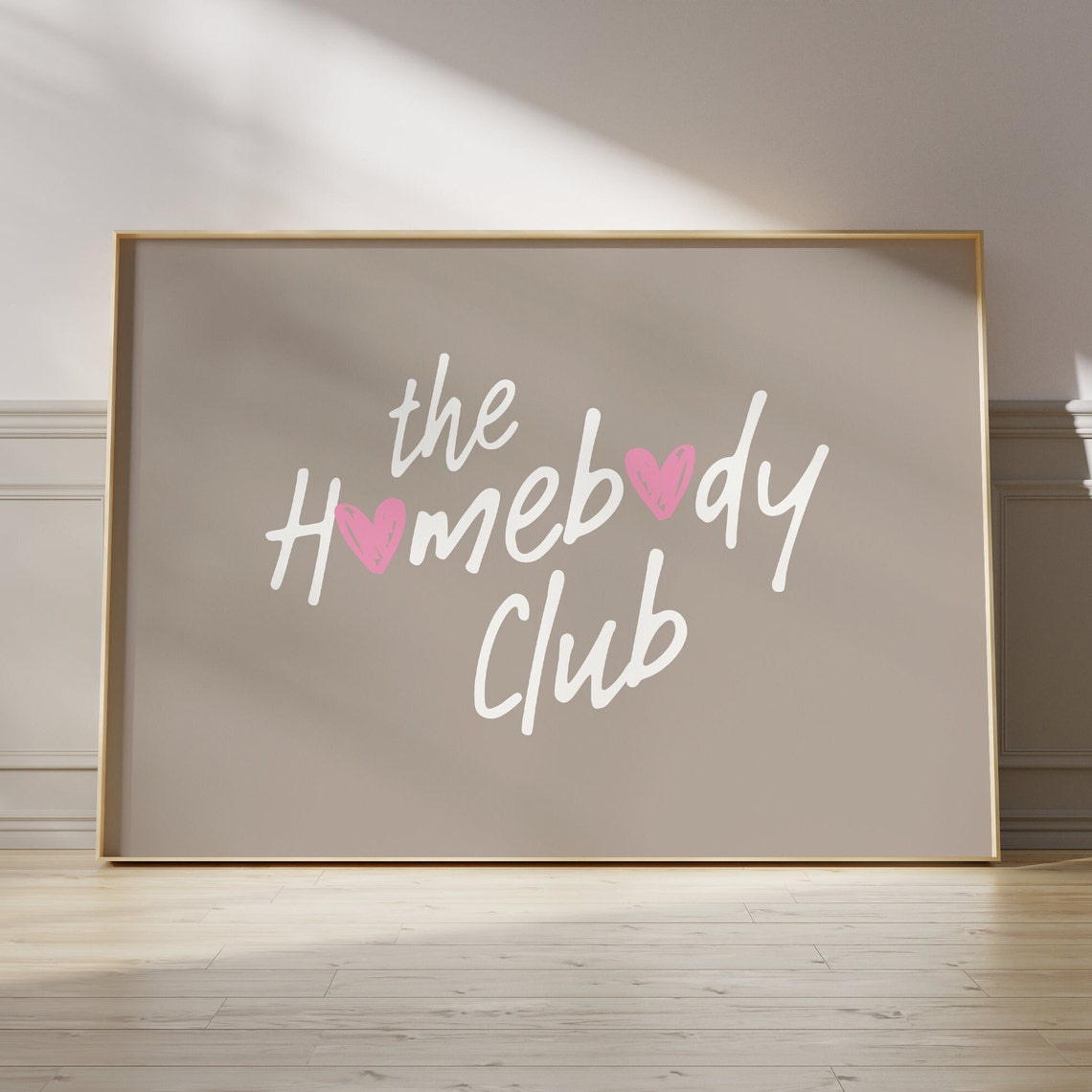 Homebody Club College Apartment Print Funny Girl Prints Trendy Poster Bar Cart Decor Pink Aesthetic Neutral Quote Horizontal Wall Art