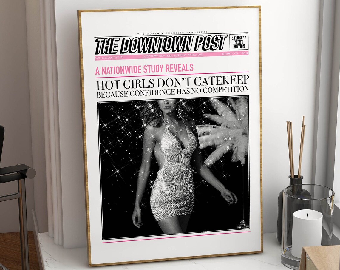 Newspaper Retro Art Print, Y2K Preppy Decor