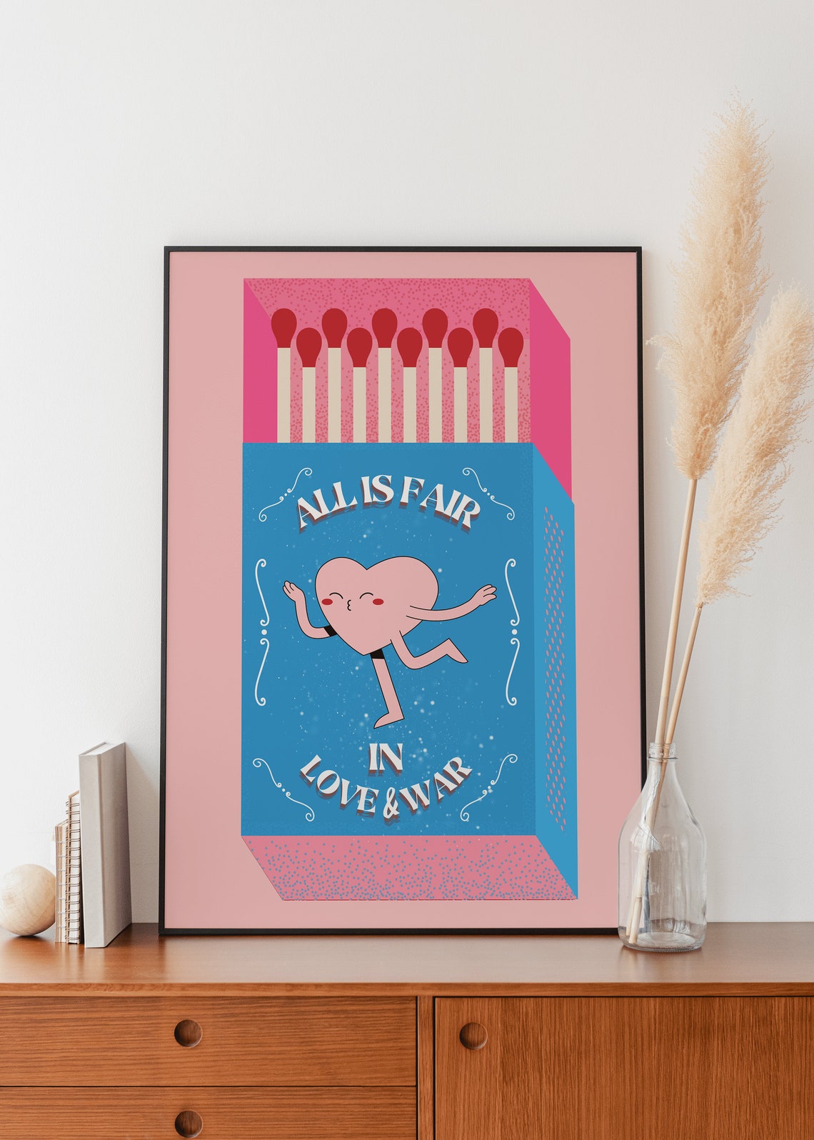 All Is Fair in Love and War Dancing Heart Matchbox Art Poster - Image 2
