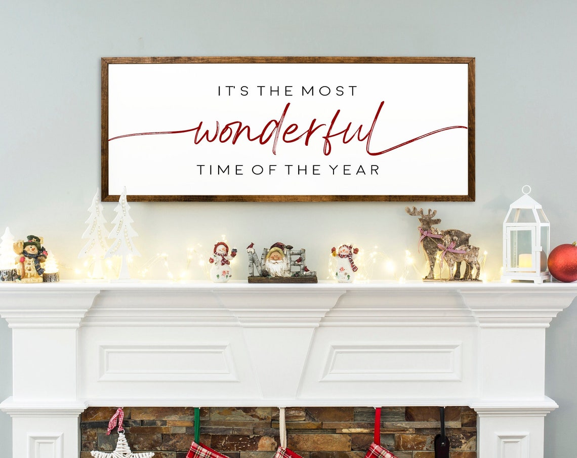 Its The Most Wonderful Time Of The Year Sign Christmas Wood Sign Wood Christmas Sign Framed Wood Signs Signs For Home Farmhouse