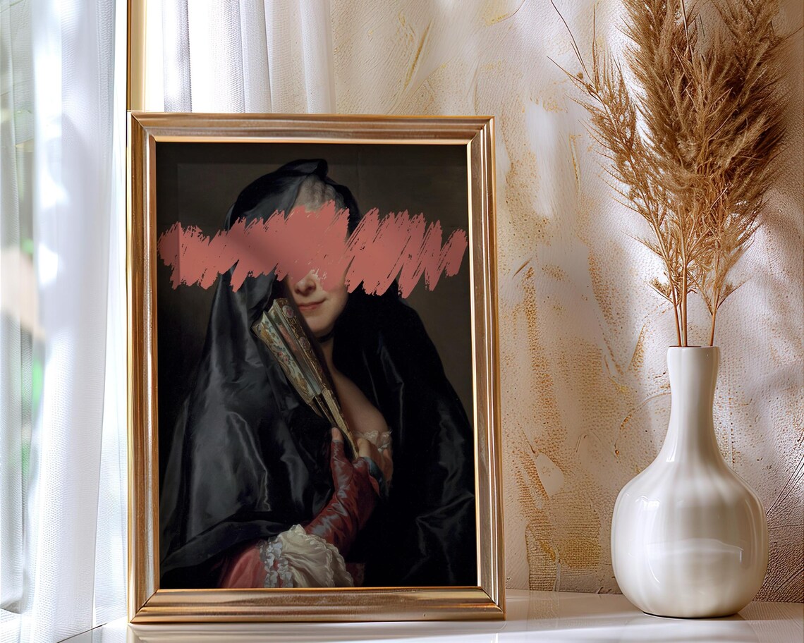 Funny Altered Wall Art Vintage Woman Portrait Quirky Wall Art Antique Oil Painting Eclectic Wall Art Baroque Apartment Decor - Image 8