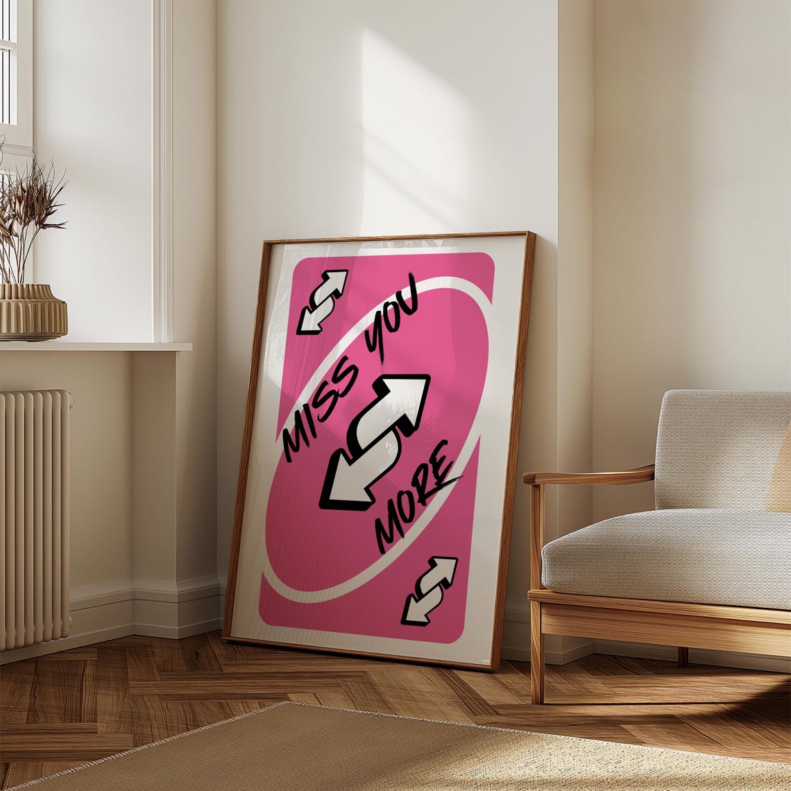 Miss You More Pink Playing Card Reverse Style Funny Love Poster - Image 3