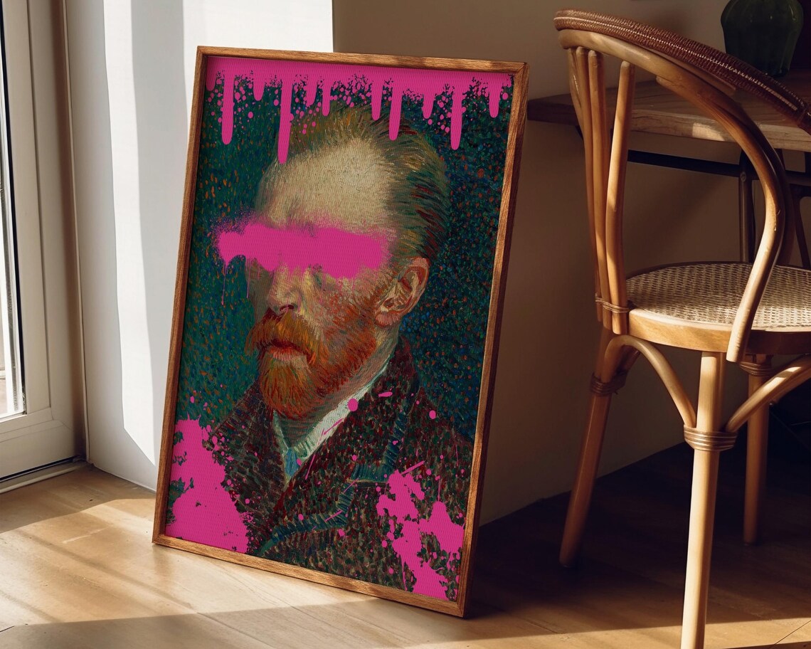 Funny Altered Art Print Urban Art Eclectic Wall Art Van Gogh Print Vintage Oil Painting Street Art Print Graffiti Poster Print - Image 7