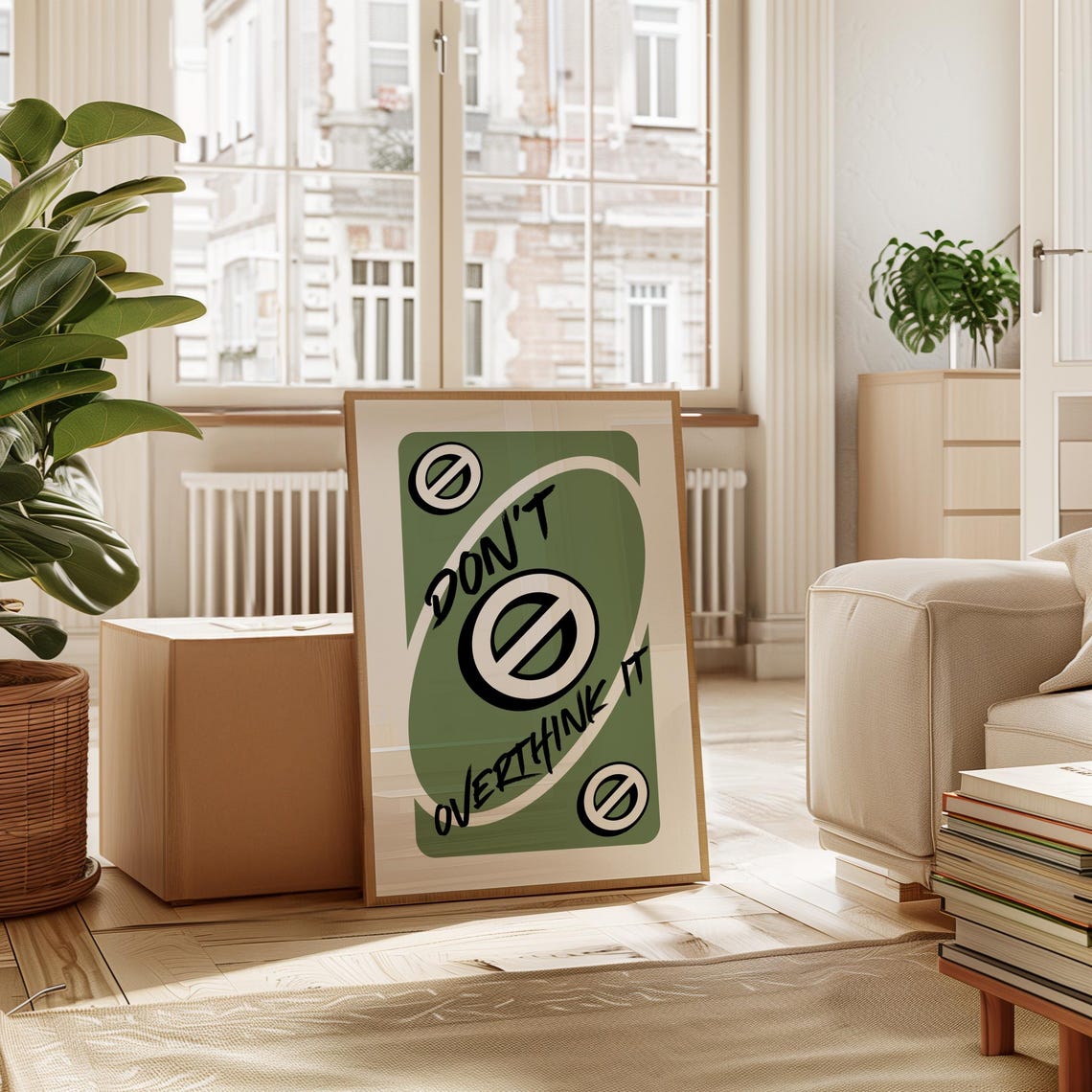 Dont Overthink It Sage Green Playing Card Style Mindset Poster - Image 5