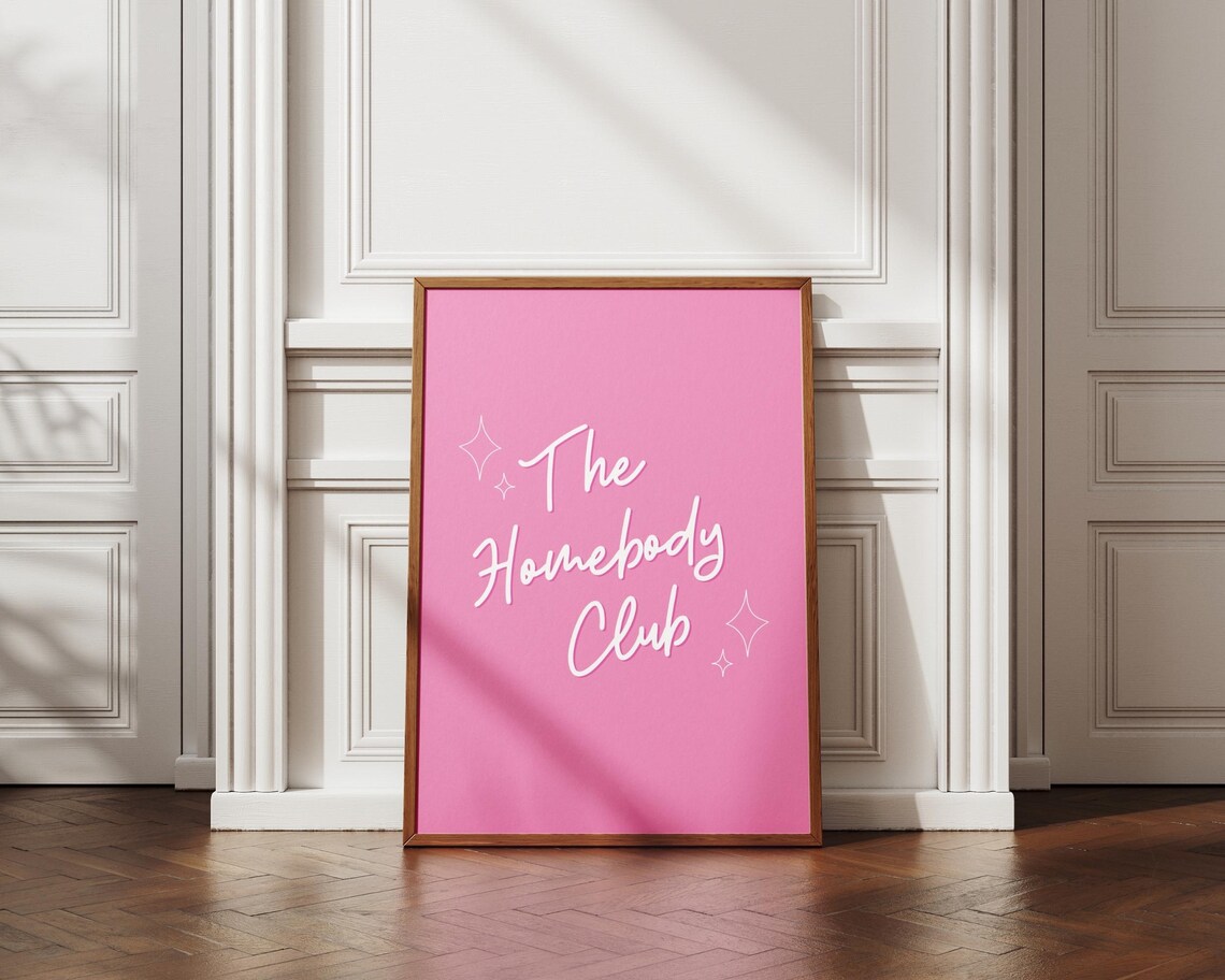 The Homebody Club Pink Script Sparkle Cozy Bedroom Quote Poster - Image 2