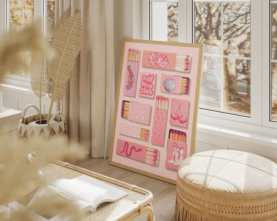 Pink Matchbox Collage Self Love Club Trendy Girly Aesthetic Poster - Image 3