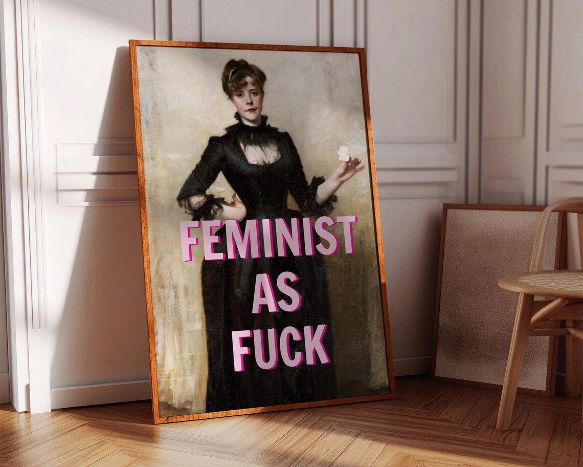 Feminist As Fuck Altered Classic Portrait Bold Pink Quote Art Poster - Image 8