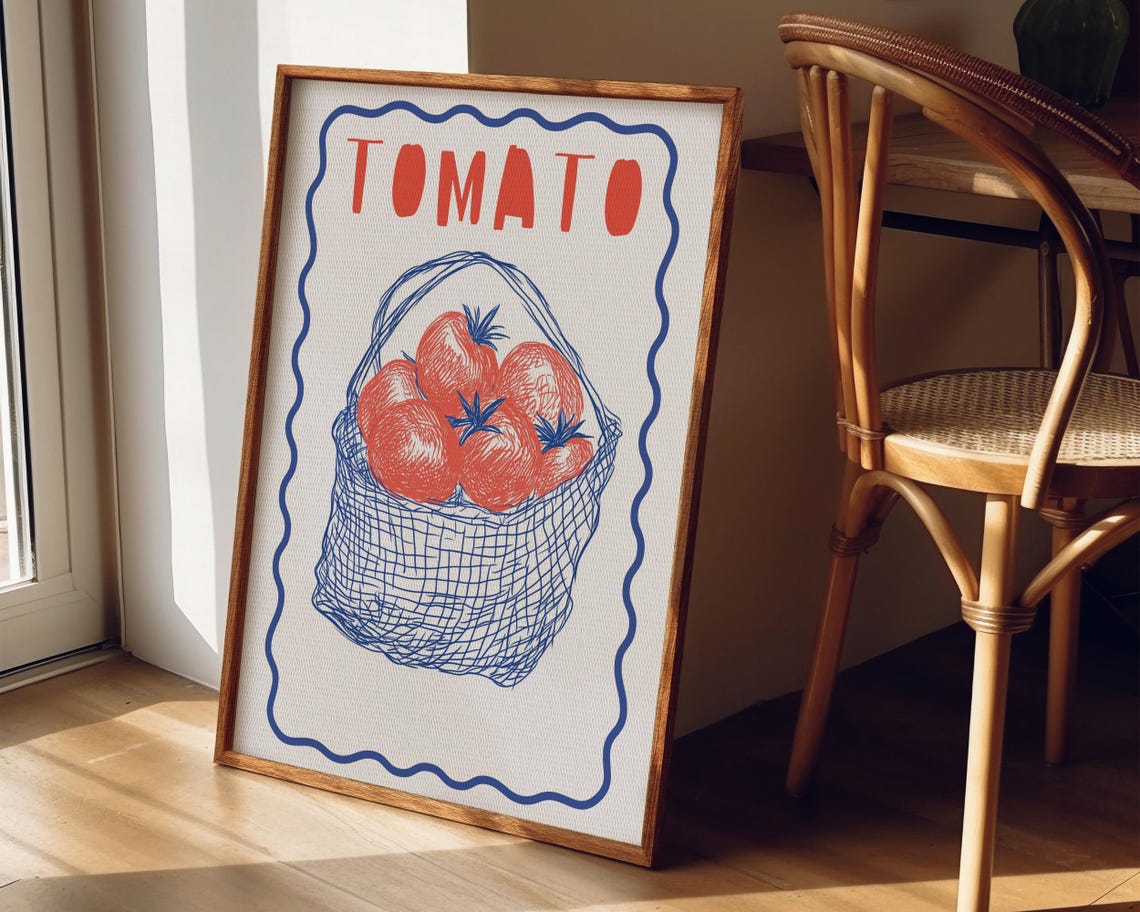 Tomato Basket Hand Drawn Modern Kitchen Art Illustration Poster - Image 8