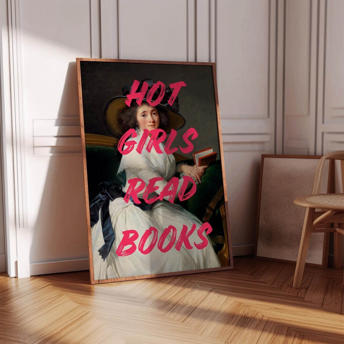 Hot Girls Read Books Vintage Portrait Pink Brush Quote Poster - Image 4