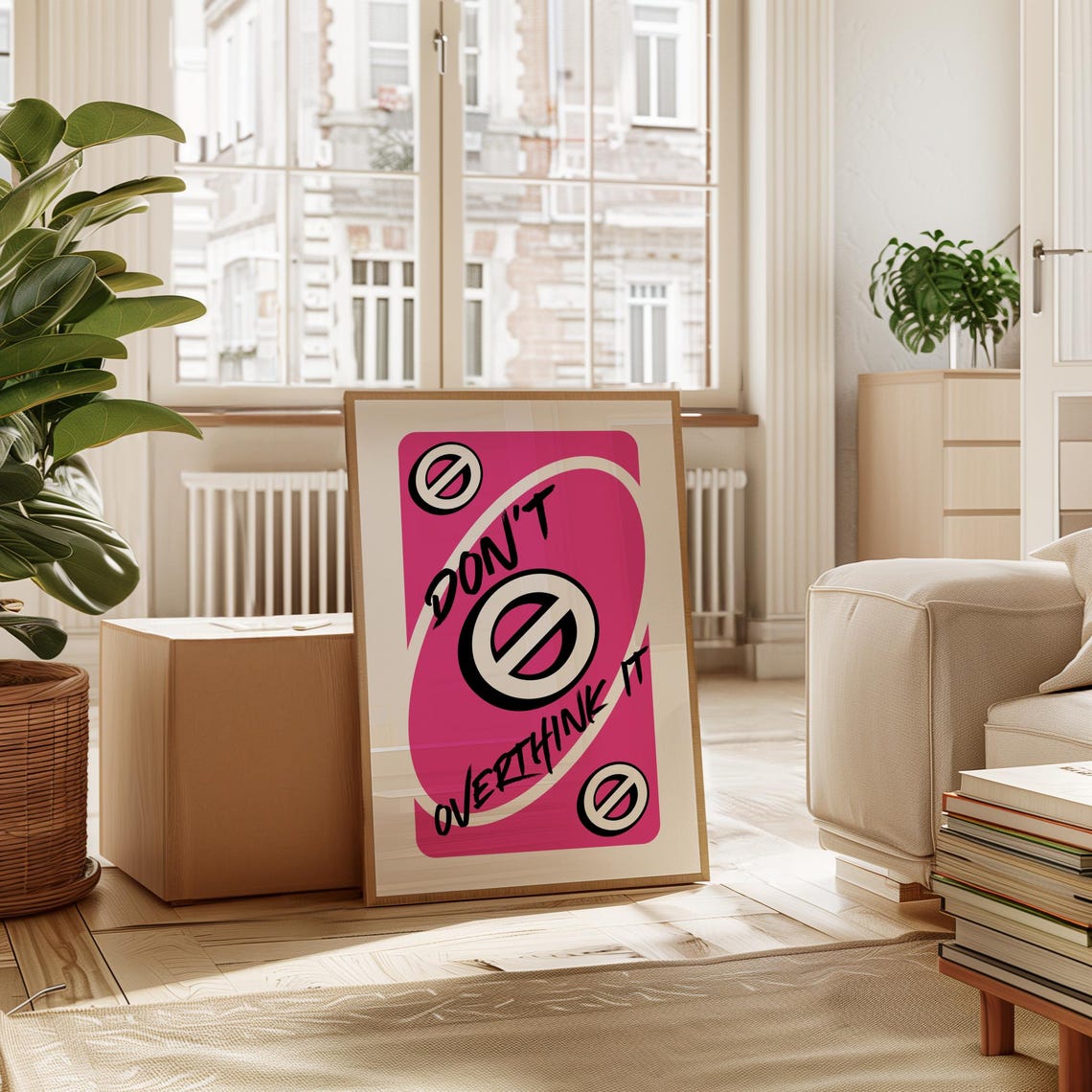 Dont Overthink It Pink Playing Card Style Positive Mindset Poster - Image 6