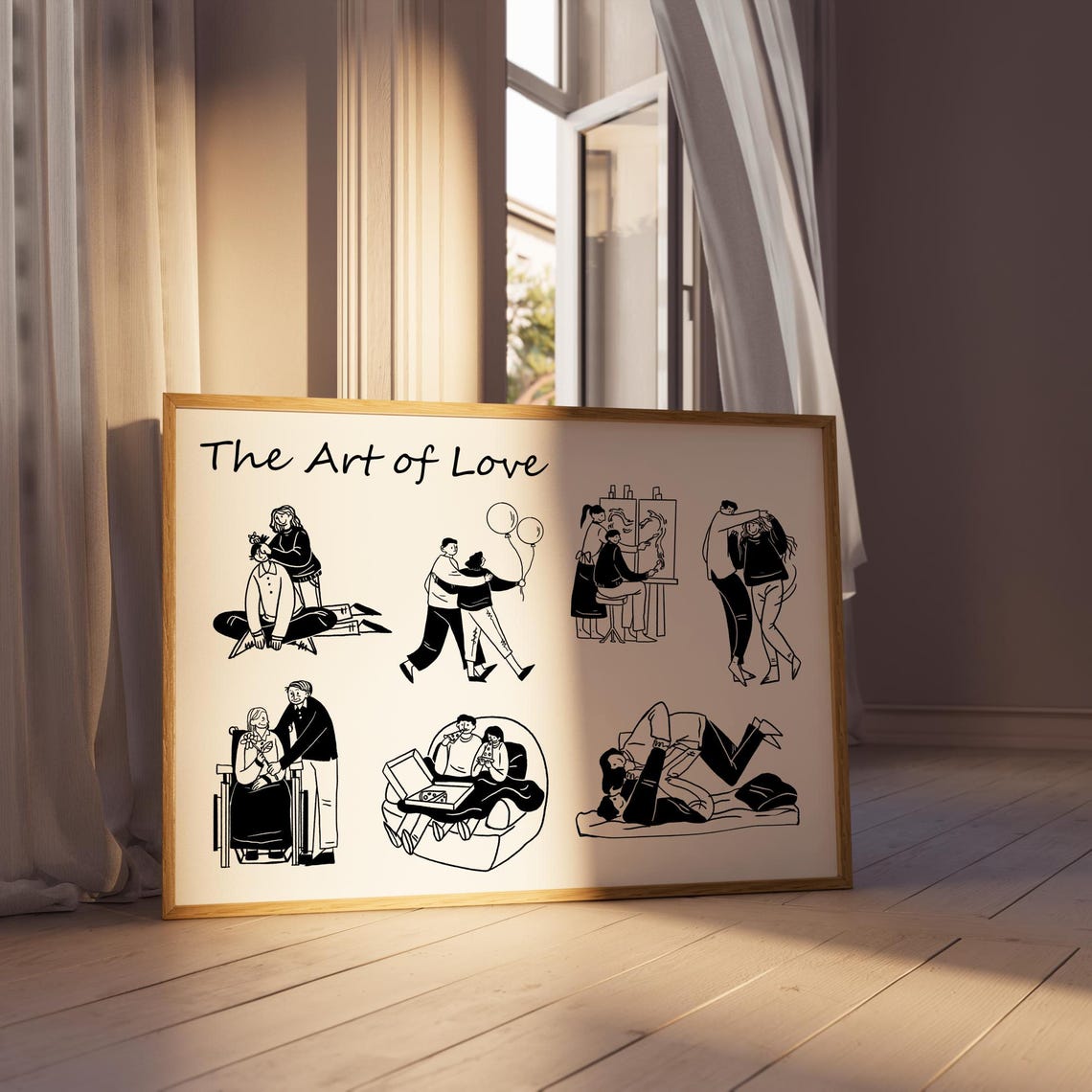 The Art Of Love Couples Everyday Moments Line Drawing Poster - Image 6