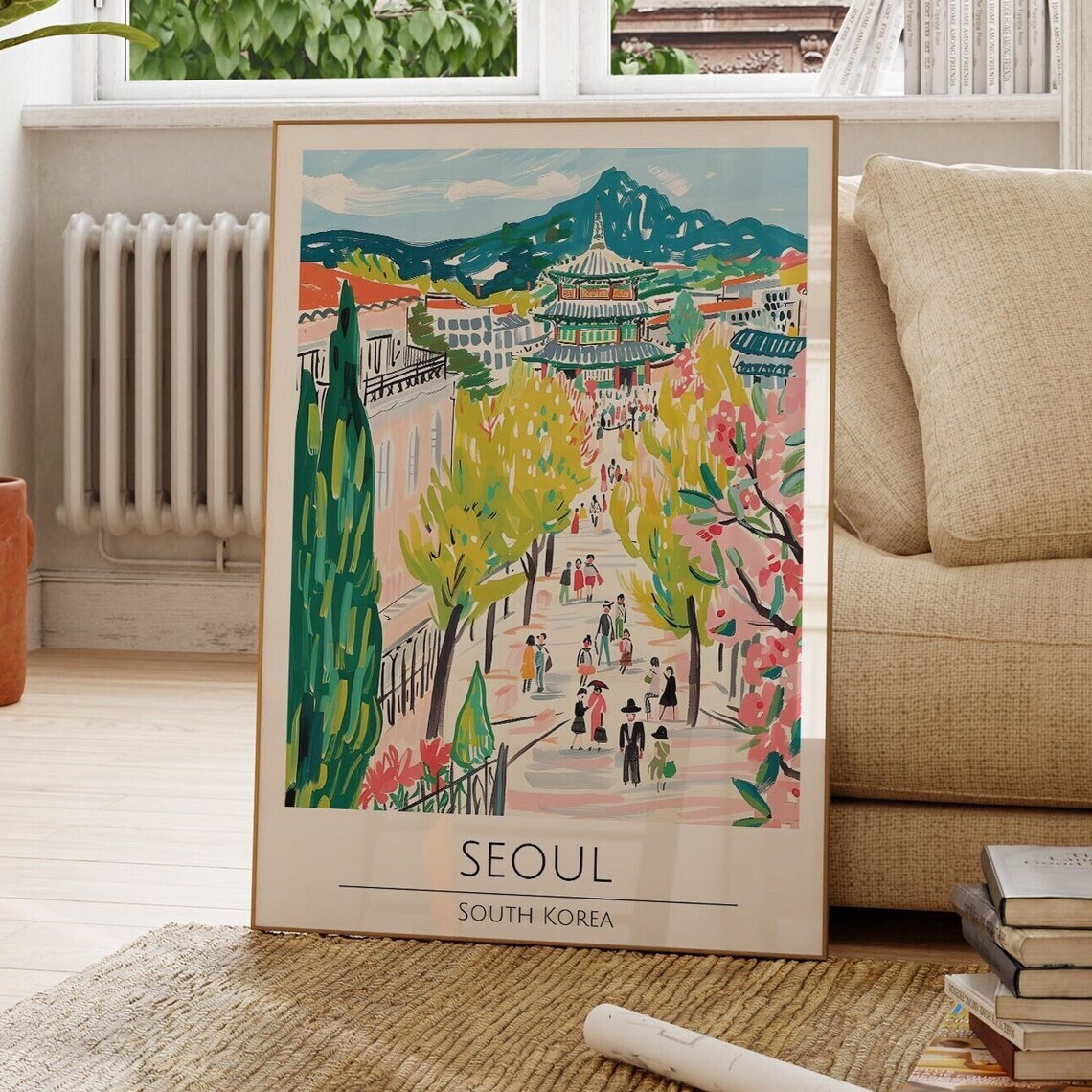 Seoul South Korea Traditional Gate Spring Blossom Street Poster
