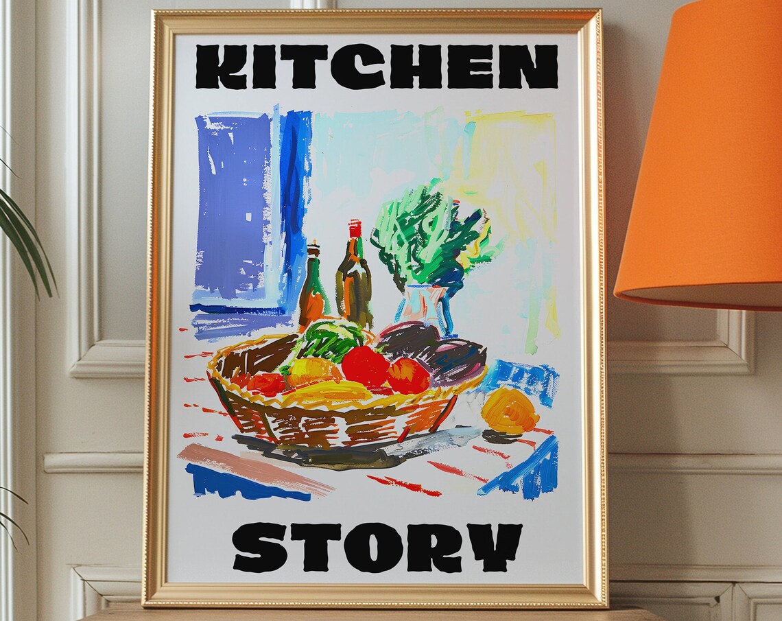Kitchen Story Fruit Basket Matisse Style Still Life Wall Poster