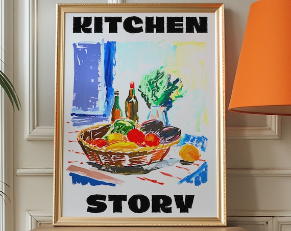 Kitchen Story Fruit Basket Matisse Style Still Life Wall Poster