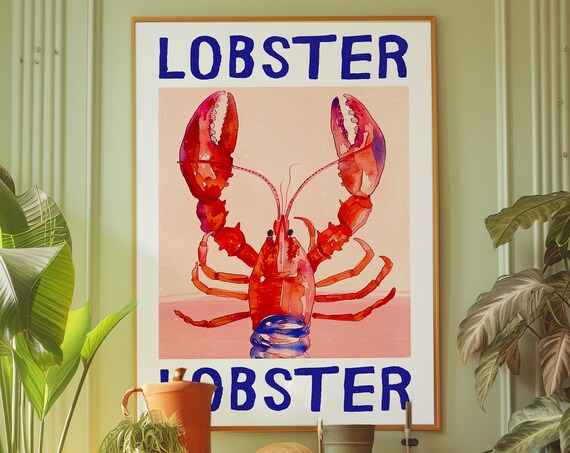 Lobster Poster Eclectic Kitchen Wall Art