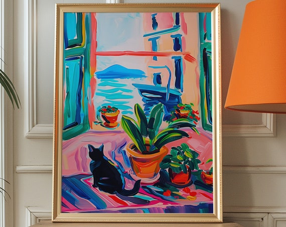 Matisse Black Cat Art Print Eclectic Kitsch Kitchen Decor