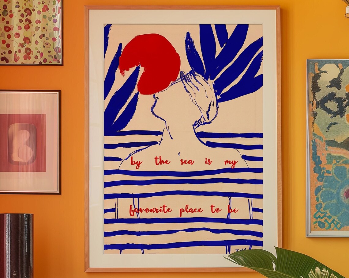 By The Sea Woman Quote Eclectic Coastal Summer Typography Poster