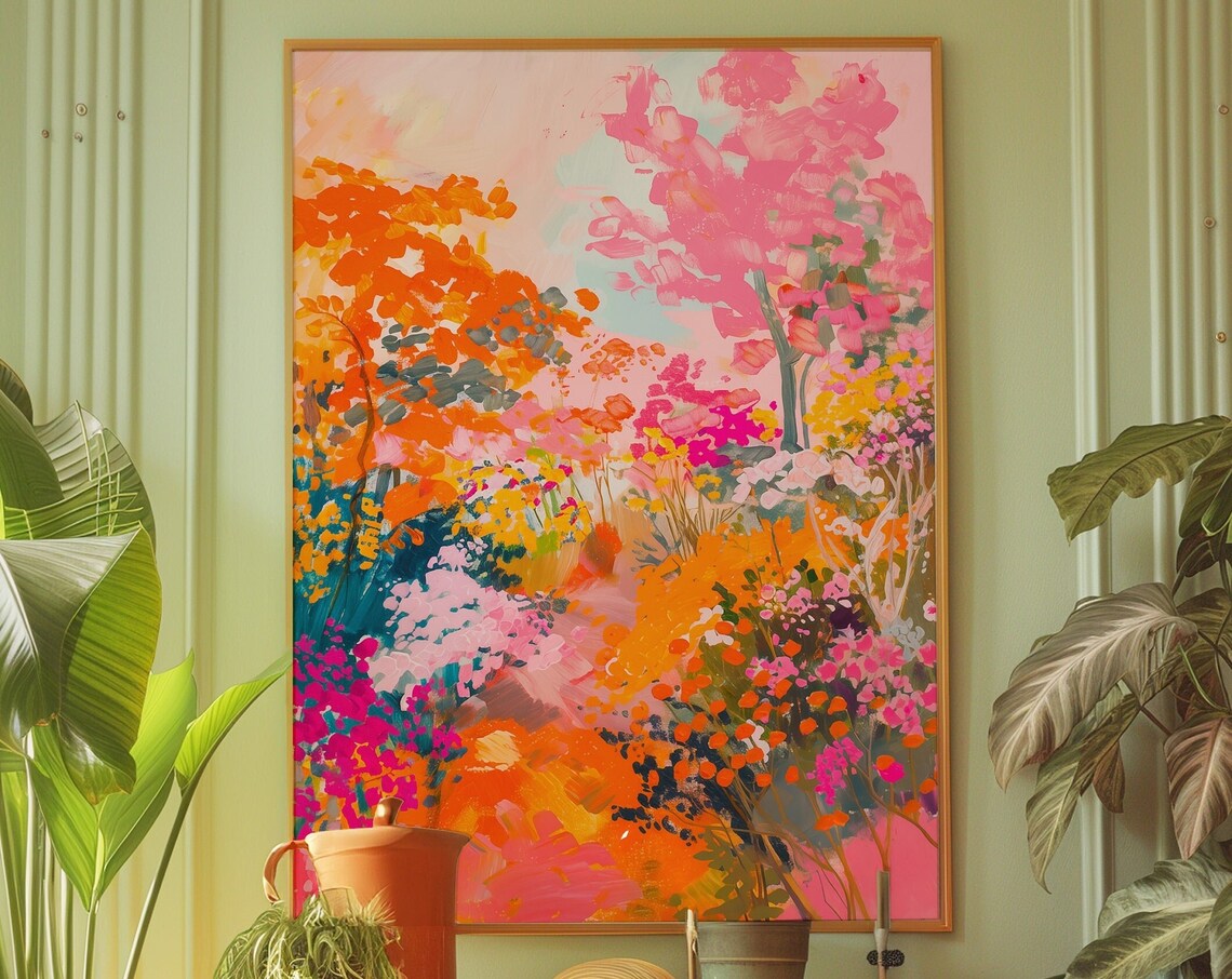 70s Retro Orange Poster, Vintage Psychedelic Print