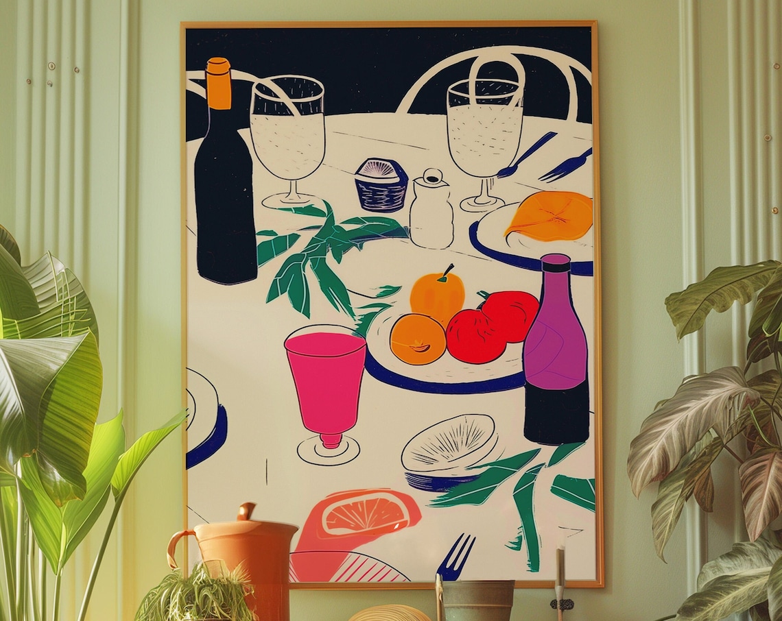 70s Retro Kitchen Psychedelic Dining Room Poster