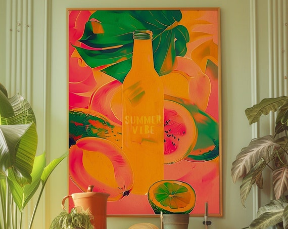 Summer Vibe Poster Eclectic Orange Fruit Print