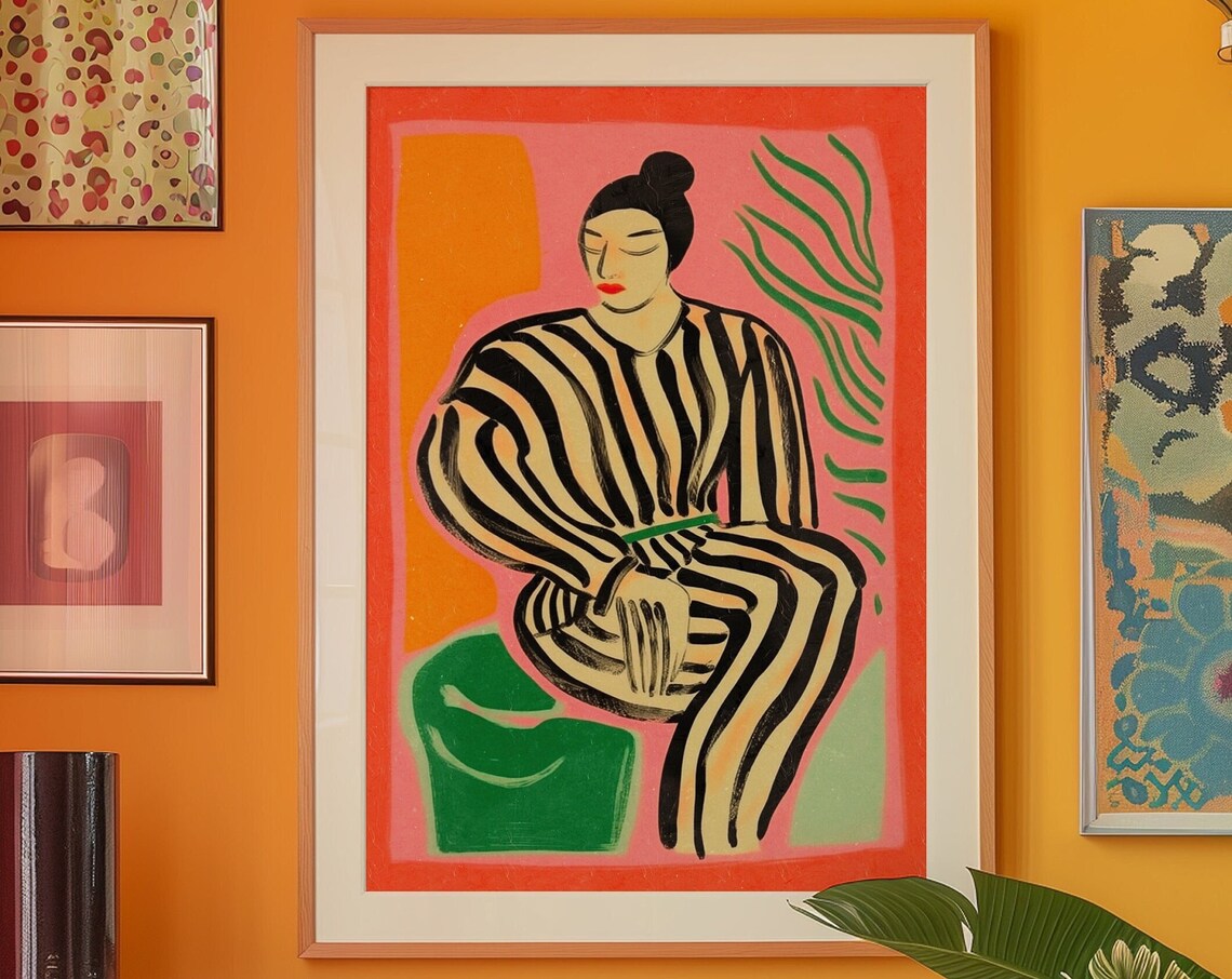 70s Retro Woman Art Print Kitsch Psychedelic Wall Decor