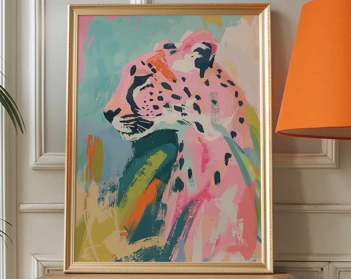 Matisse Tiger Art Print Eclectic Kitsch Pink Wall Decor